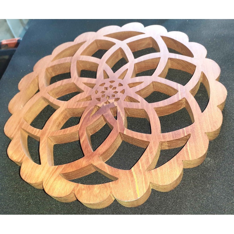 Dessous de plat en merisier Rosace mandala
