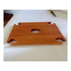 Porte bouteille et 4 verres en merisier - Carré