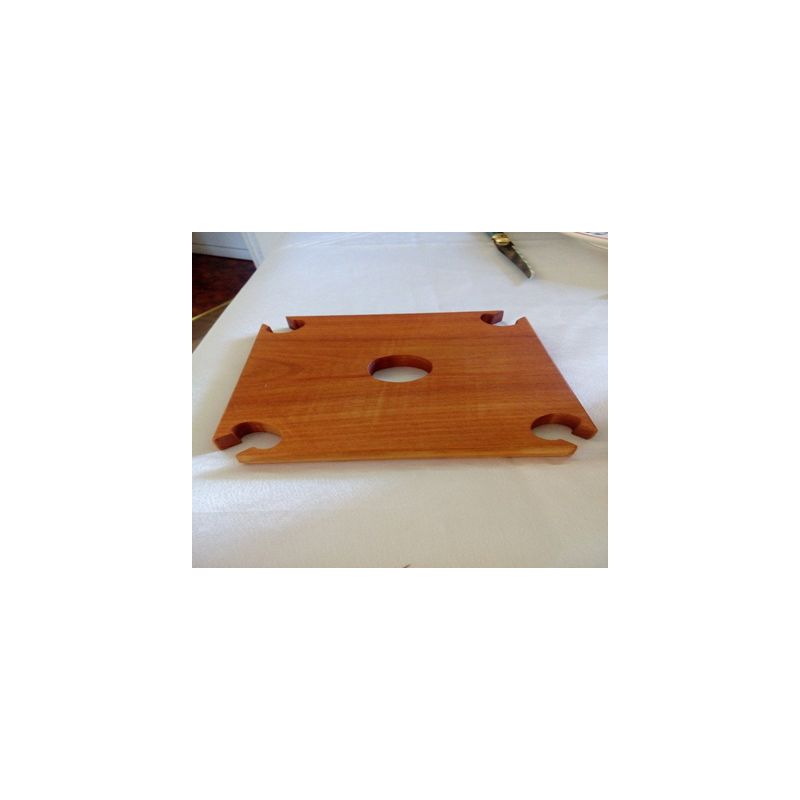 Porte bouteille et 4 verres en merisier - Carré