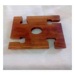 Porte bouteille et 4 verres en merisier - Carré